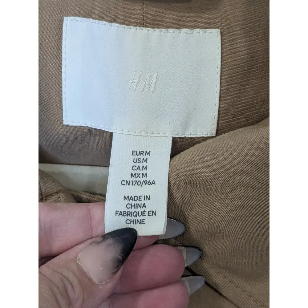 Excellent Condition H&M Women Long Button Down Trench Coat Size Medium Beige - Picture 4 of 7